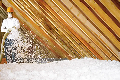 Technician Blowing Insulation in Attic Texas